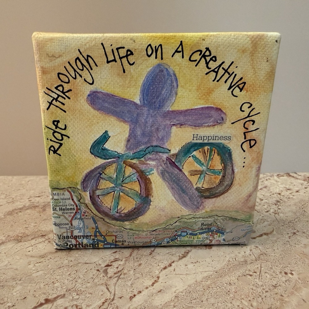 Hodgson 2016 Mini Collage Bike Inspirational Gallery Art Mixed Media Canvas 4x4
